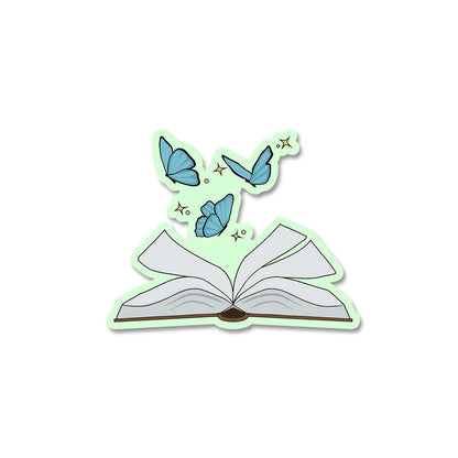 Book And Butterfly Sticker waterproof vinyl decal for laptop, bike, car & bottle