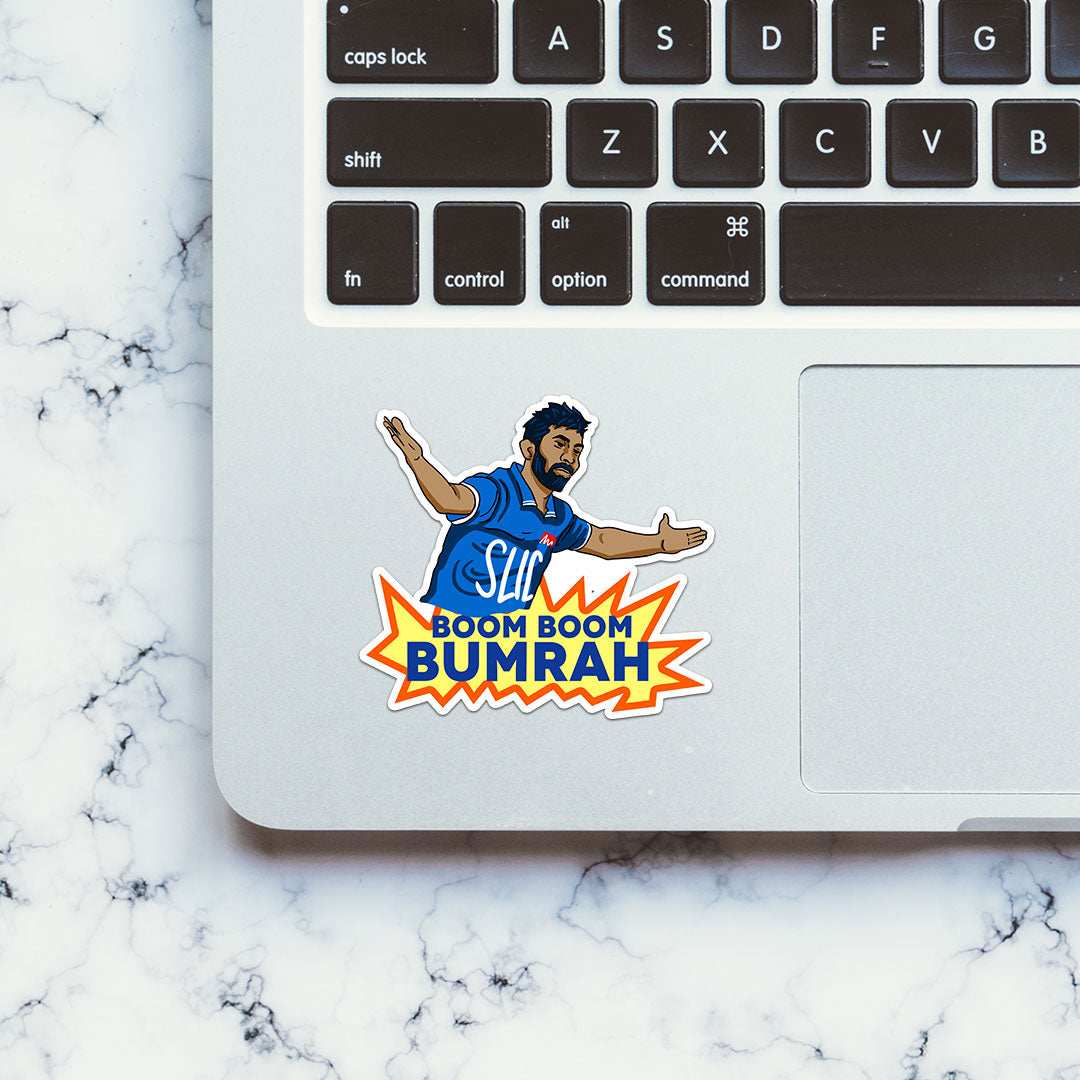 Boom Boom Bumrah Sticker waterproof vinyl decal for laptop, bike, car & bottle