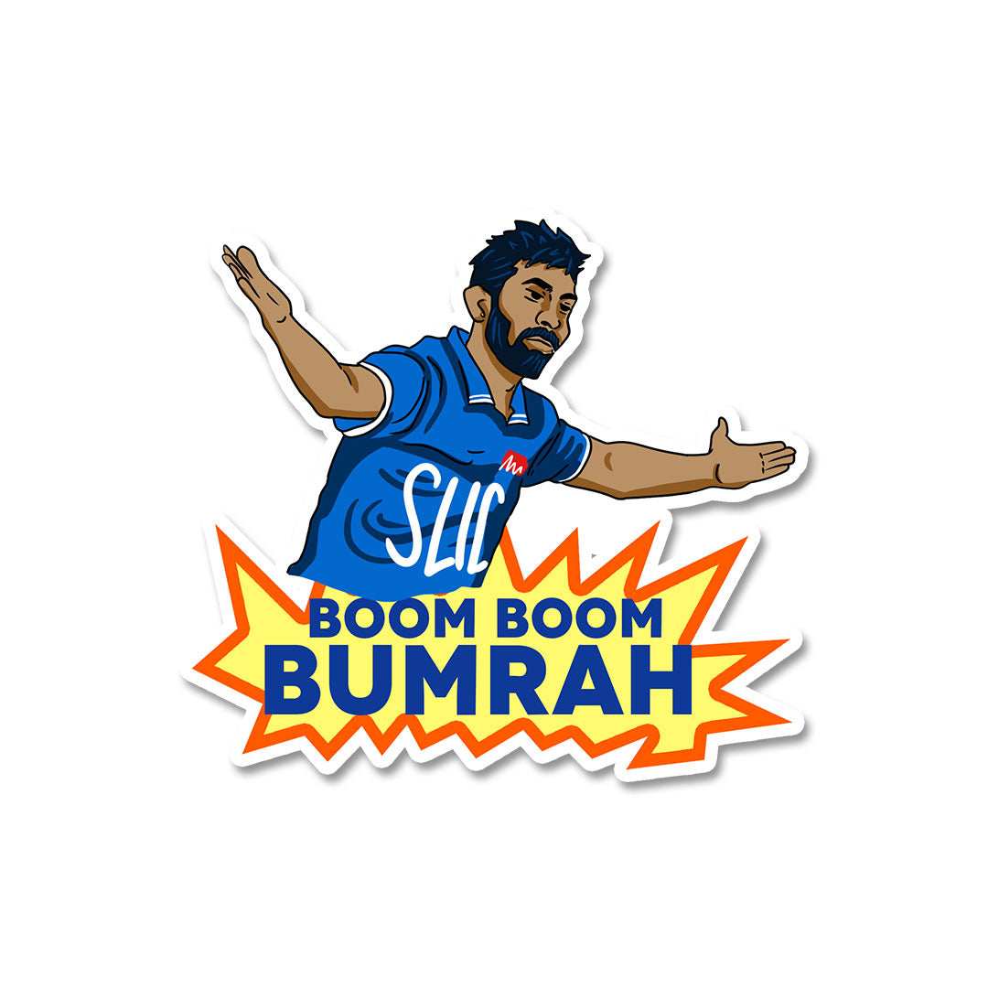 Boom Boom Bumrah Sticker waterproof vinyl decal for laptop, bike, car & bottle