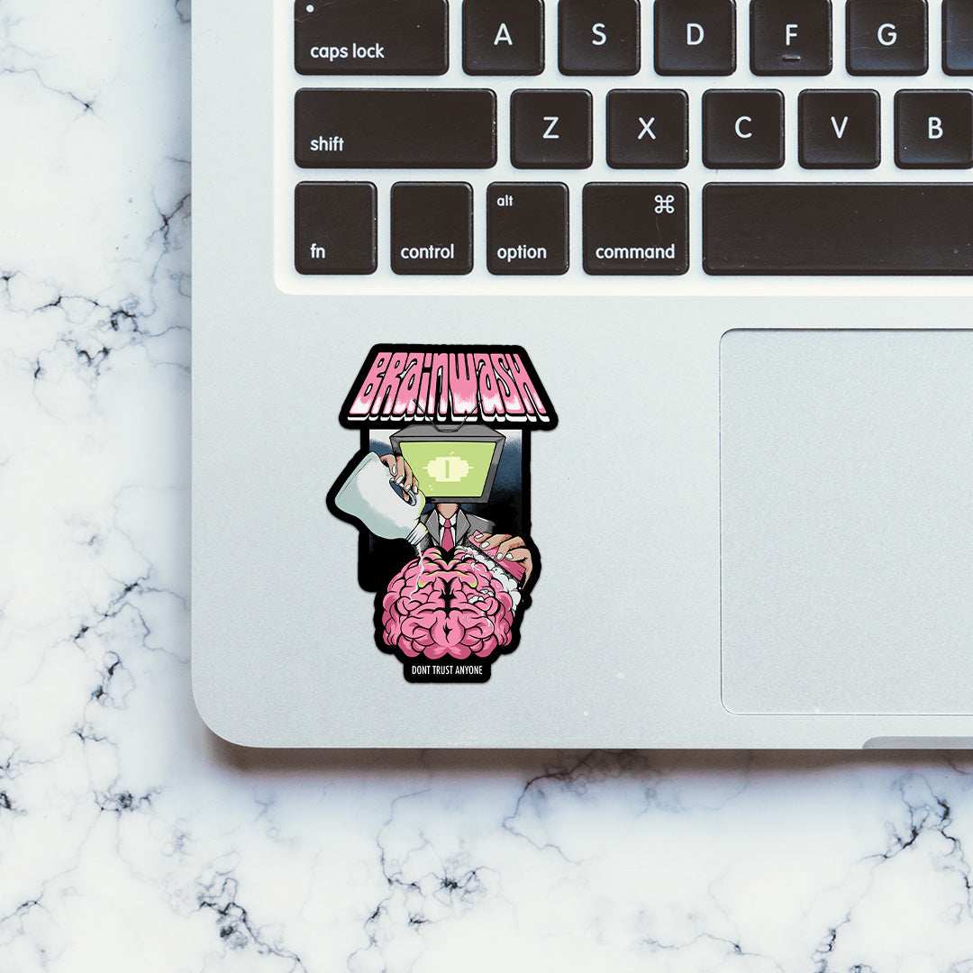 Brain Wash Sticker waterproof vinyl decal for laptop, bike, car & bottle