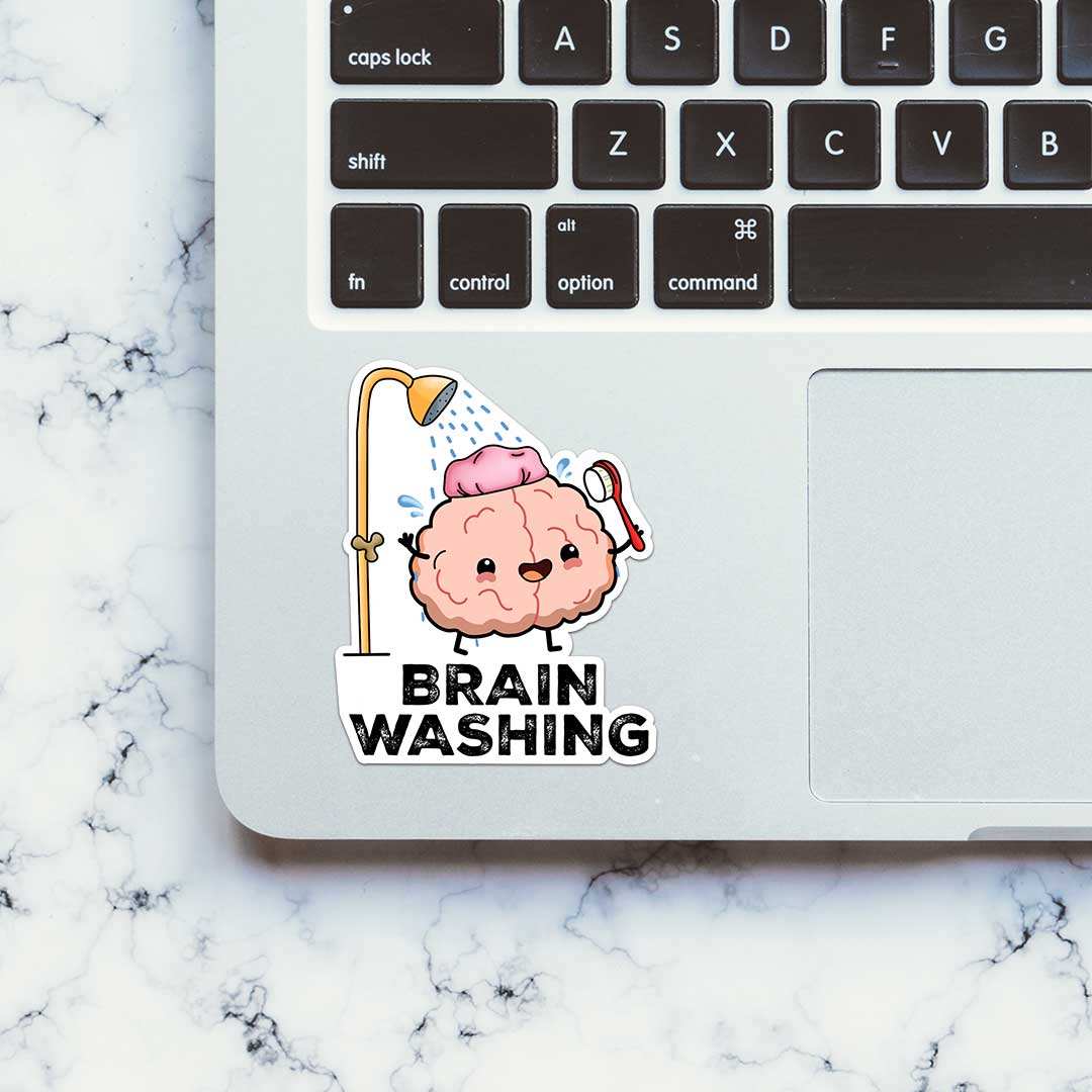 Brain Washing Sticker waterproof vinyl decal for laptop, bike, car & bottle