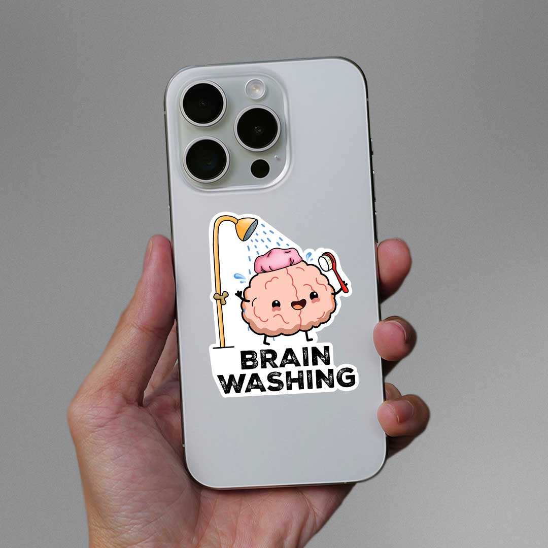 Brain Washing Sticker waterproof vinyl decal for laptop, bike, car & bottle