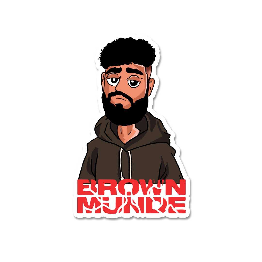 Brown Munde Sticker waterproof vinyl decal for laptop, bike, car & bottle