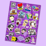 BTS Mini Stickers Sheet waterproof vinyl decal for laptop, bike, car & bottle