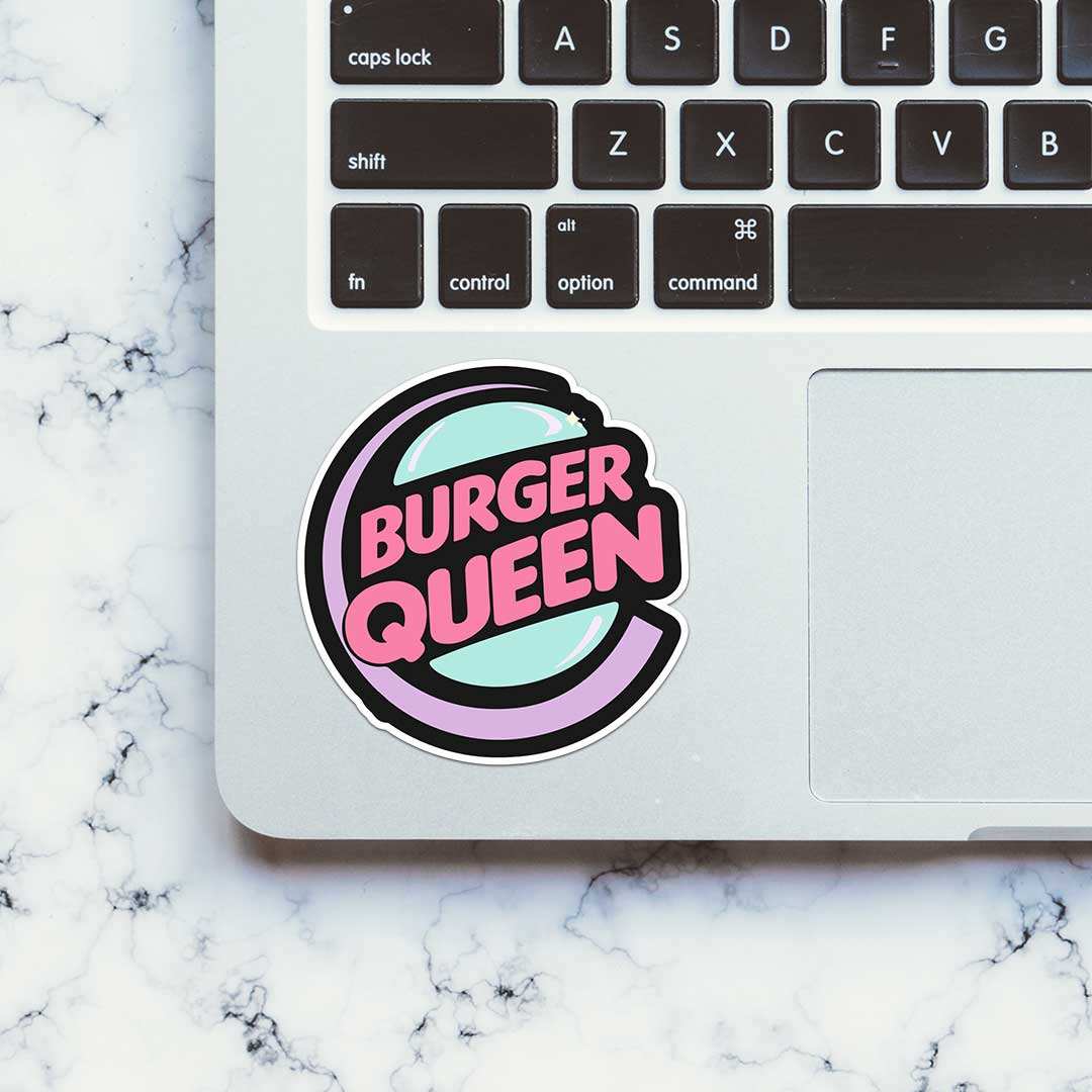 Burger Queen Sticker waterproof vinyl decal for laptop, bike, car & bottle