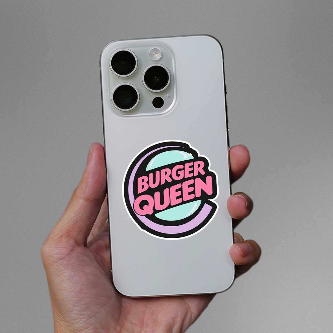 Burger Queen Sticker waterproof vinyl decal for laptop, bike, car & bottle