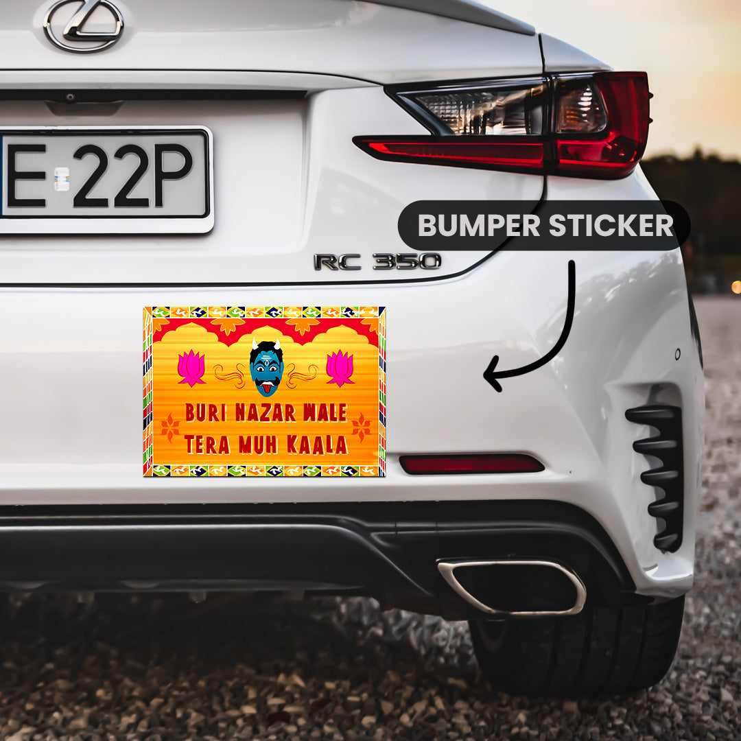 Buri Nazar Wale Tera Muh Kaala Bumper Sticker waterproof vinyl decal for laptop, bike, car & bottle