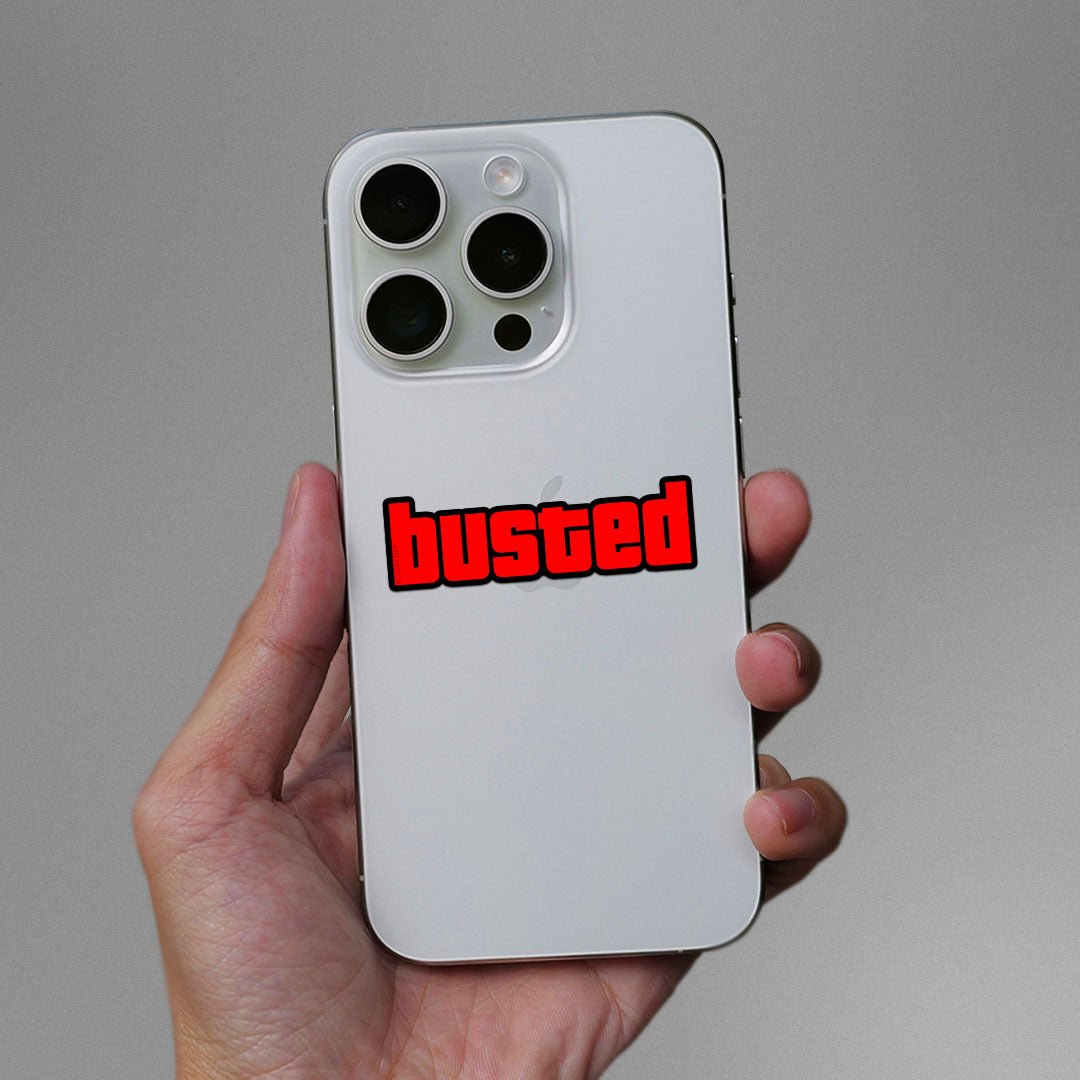 Busted Sticker waterproof vinyl decal for laptop, bike, car & bottle