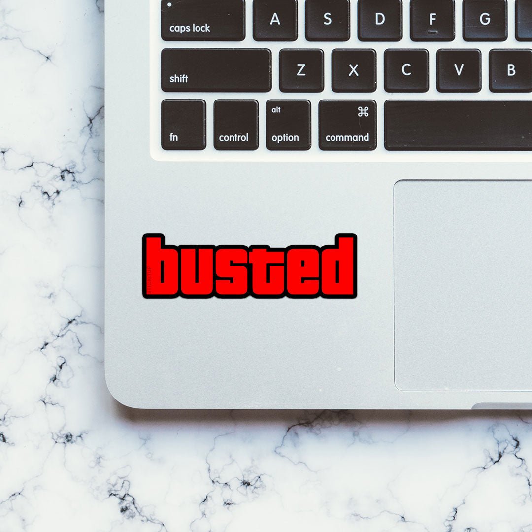 Busted Sticker waterproof vinyl decal for laptop, bike, car & bottle