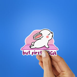 But First Yoga Sticker waterproof vinyl decal for laptop, bike, car & bottle