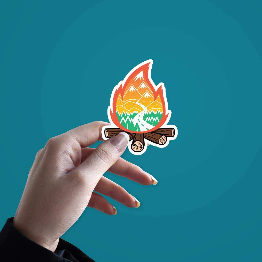 Campfire Sticker waterproof vinyl decal for laptop, bike, car & bottle