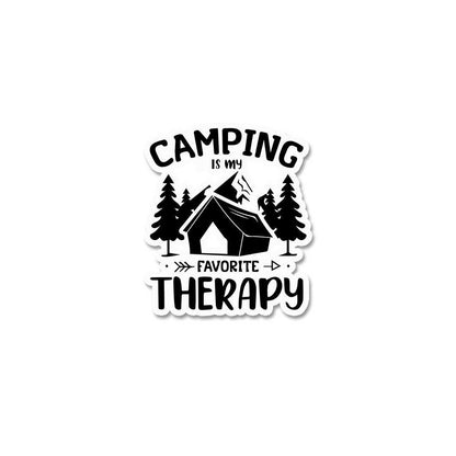 Camping Is My Favorite Therapy Sticker waterproof vinyl decal for laptop, bike, car & bottle