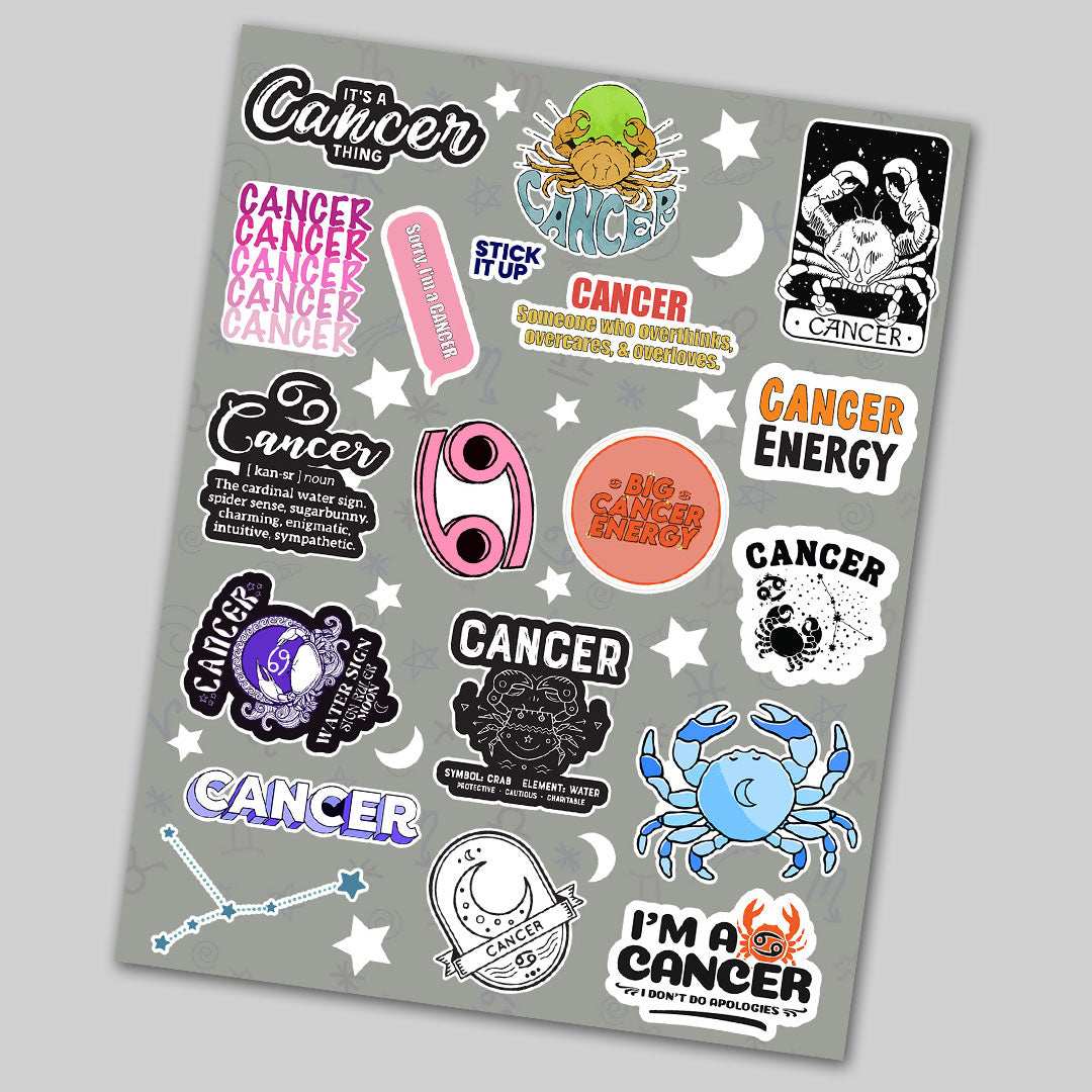 Cancer Mini Stickers Sheet waterproof vinyl decal for laptop, bike, car & bottle
