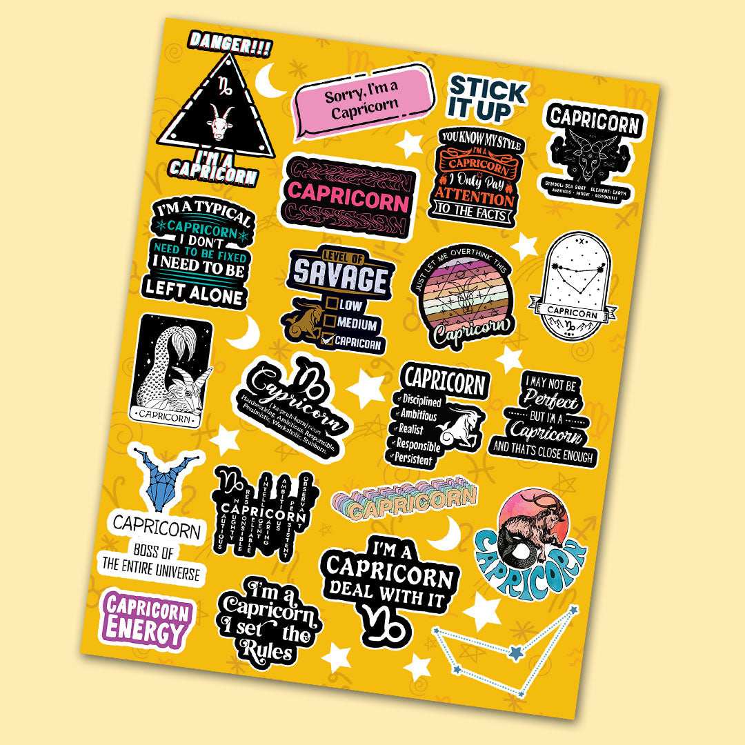 Capricon Mini Stickers Sheet waterproof vinyl decal for laptop, bike, car & bottle
