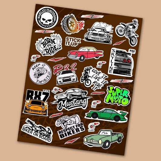 Car and Bike Mini Stickers Sheet - STICK IT UP