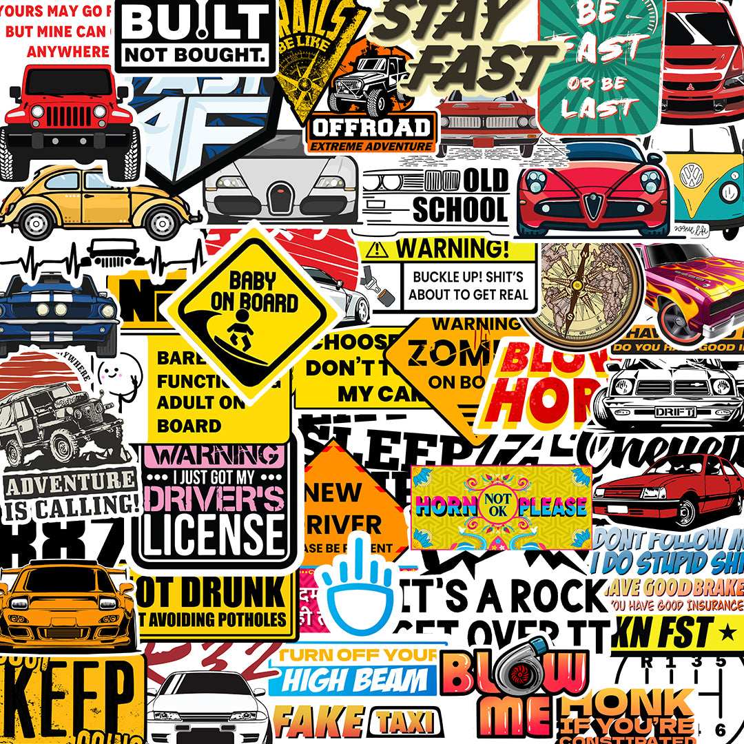 Car Sticker Packs [50 sticker] waterproof vinyl decal for laptop, bike, car & bottle