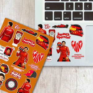 Carlos Sainz Sticker Sheet waterproof vinyl decal for laptop, bike, car & bottle
