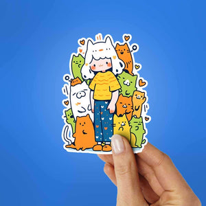 Cat Crew Sticker waterproof vinyl decal for laptop, bike, car & bottle