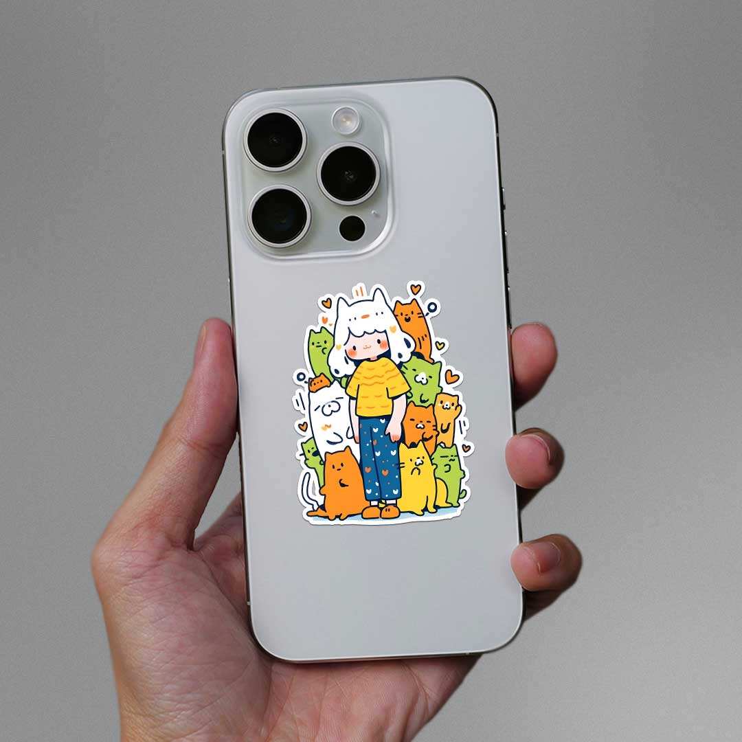 Cat Crew Sticker waterproof vinyl decal for laptop, bike, car & bottle