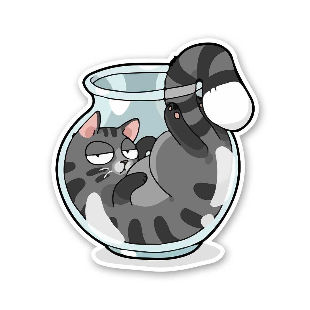 Cat In Port Sticker waterproof vinyl decal for laptop, bike, car & bottle