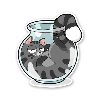 Cat In Port Sticker waterproof vinyl decal for laptop, bike, car & bottle