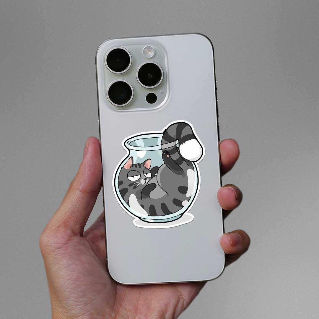 Cat In Port Sticker waterproof vinyl decal for laptop, bike, car & bottle