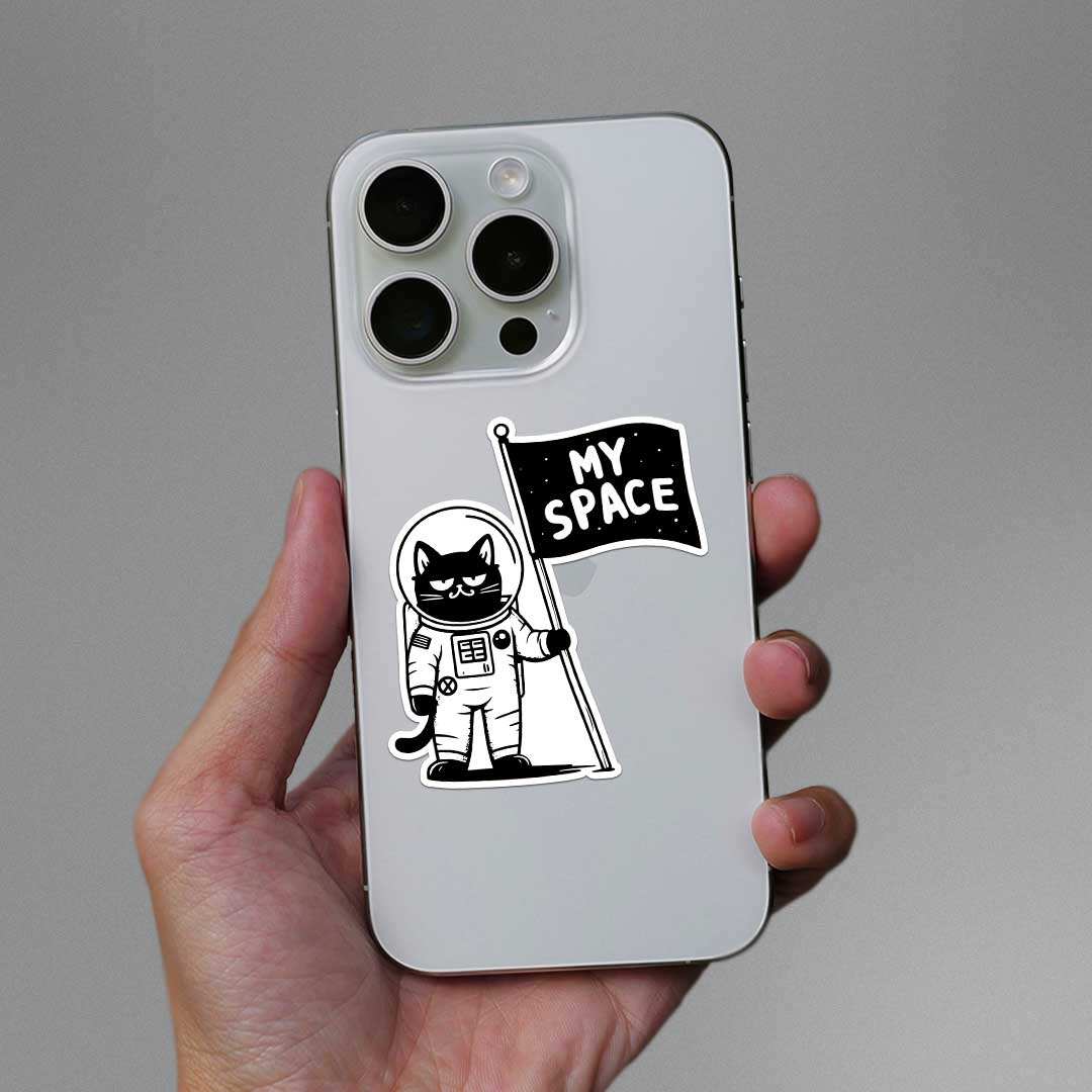 Cat Space Sticker waterproof vinyl decal for laptop, bike, car & bottle