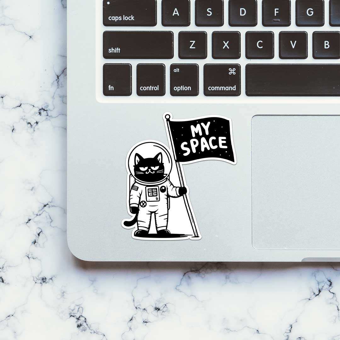 Cat Space Sticker waterproof vinyl decal for laptop, bike, car & bottle