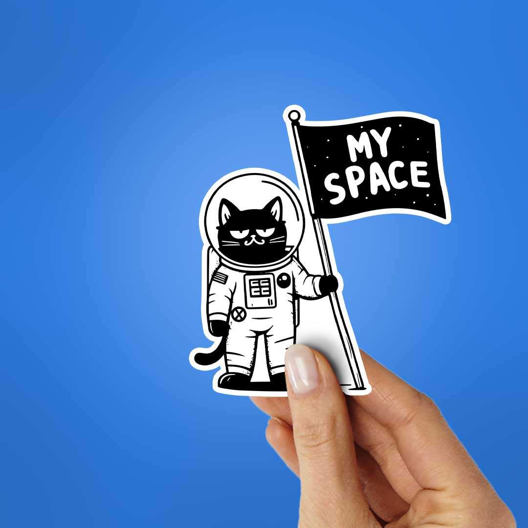 Cat Space Sticker waterproof vinyl decal for laptop, bike, car & bottle