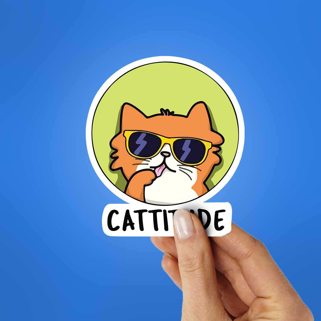 Cattitude 0.1 Sticker waterproof vinyl decal for laptop, bike, car & bottle