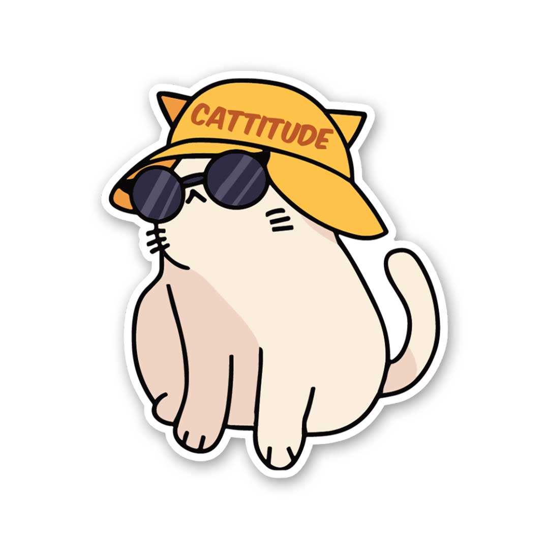 Cattitude Sticker waterproof vinyl decal for laptop, bike, car & bottle