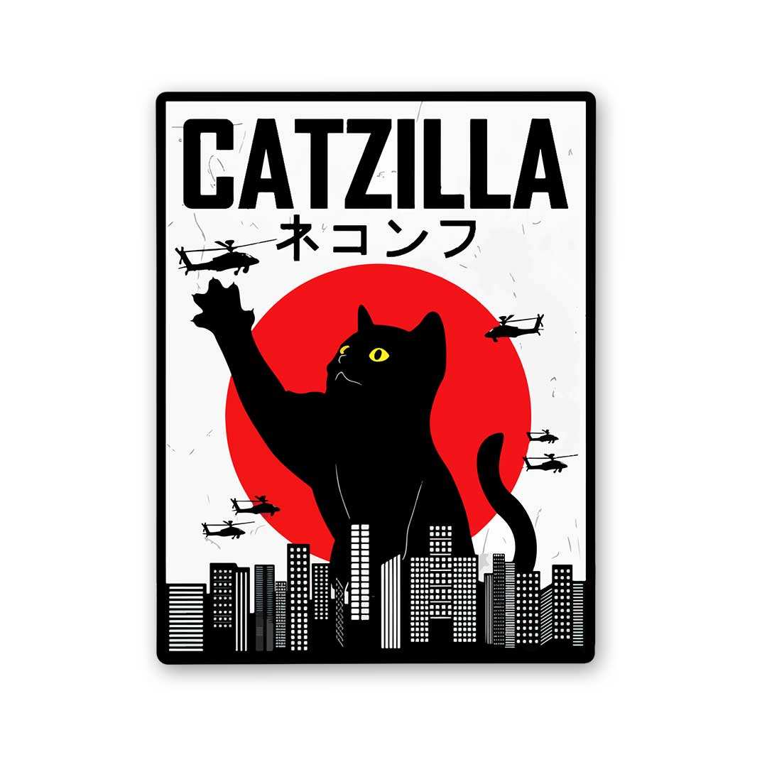 Catzilla Sticker waterproof vinyl decal for laptop, bike, car & bottle