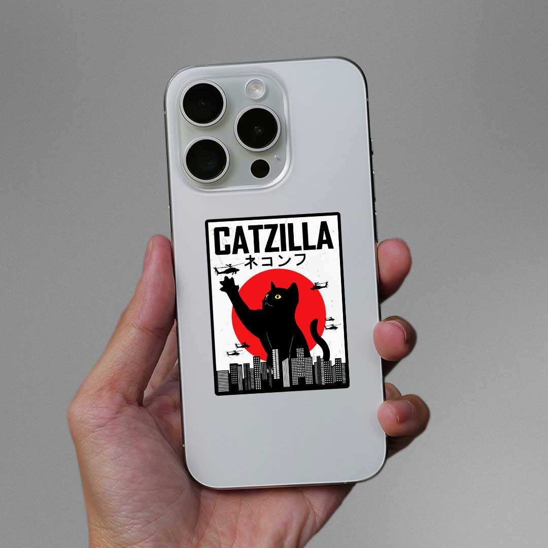 Catzilla Sticker waterproof vinyl decal for laptop, bike, car & bottle