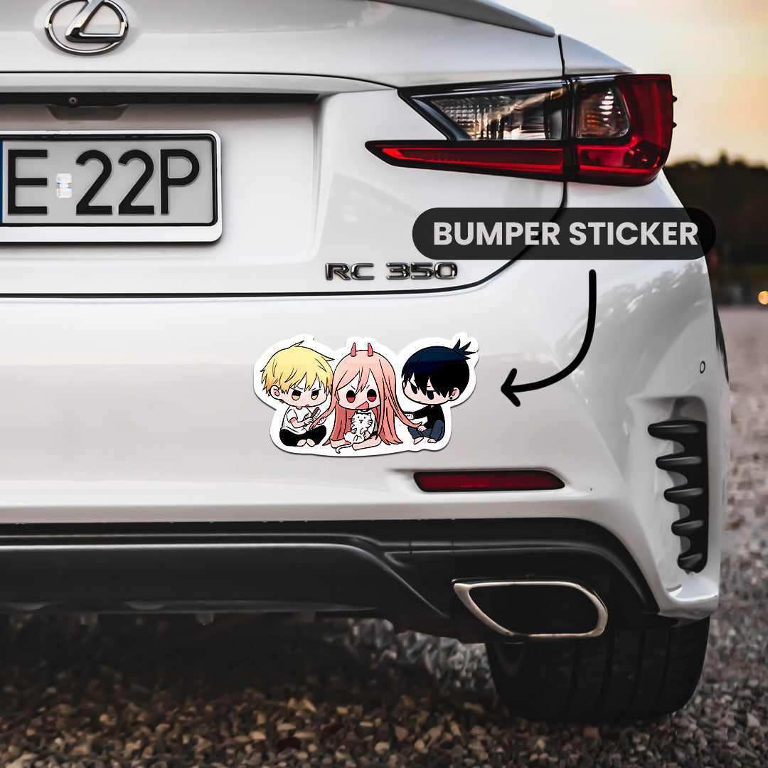 Chainsaw Man Bumper Sticker waterproof vinyl decal for laptop, bike, car & bottle