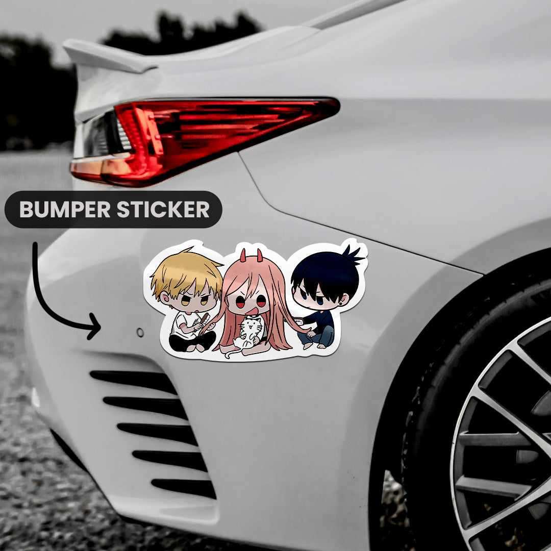 Chainsaw Man Bumper Sticker waterproof vinyl decal for laptop, bike, car & bottle
