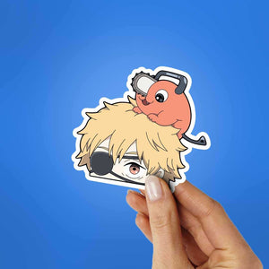 Chainsaw Man Chibi Sticker waterproof vinyl decal for laptop, bike, car & bottle