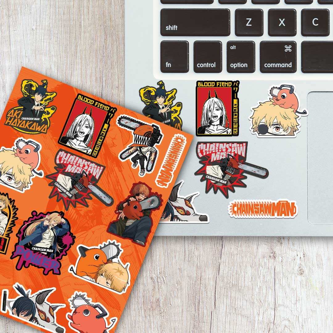 Chainsaw Man Mini Sticker Sheet waterproof vinyl decal for laptop, bike, car & bottle