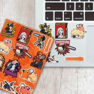 Chainsaw Man Mini Sticker Sheet waterproof vinyl decal for laptop, bike, car & bottle