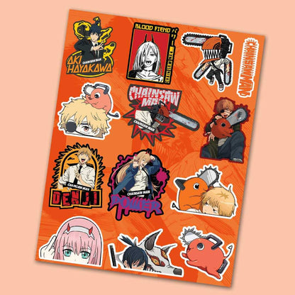Chainsaw Man Mini Sticker Sheet waterproof vinyl decal for laptop, bike, car & bottle
