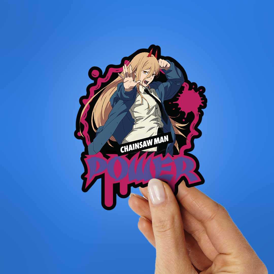 Chainsaw Man Power Sticker waterproof vinyl decal for laptop, bike, car & bottle