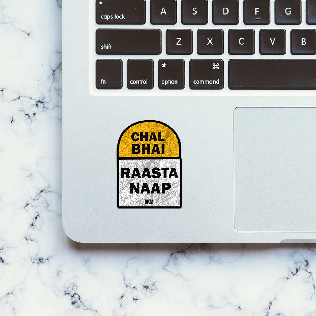 Chal Raasta Naap Sticker waterproof vinyl decal for laptop, bike, car & bottle