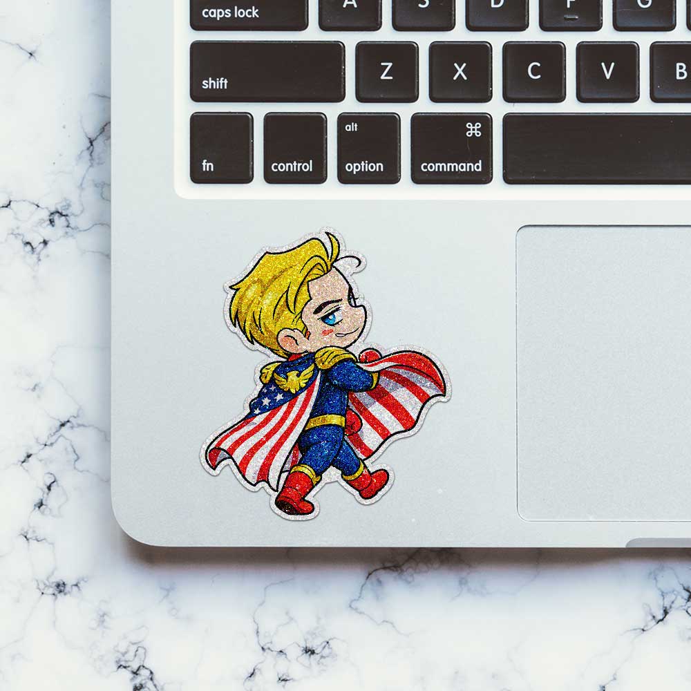 Chibi Star Hero Glitter Sticker - Glitter Stickers | STICK IT UP