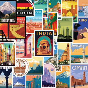 City Sticker Packs [50 sticker] waterproof vinyl decal for laptop, bike, car & bottle