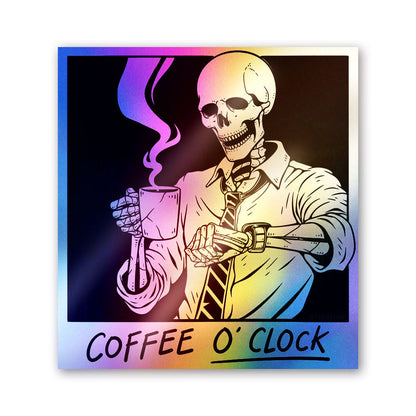 Coffee O'Clock Skull Holographic Stickers