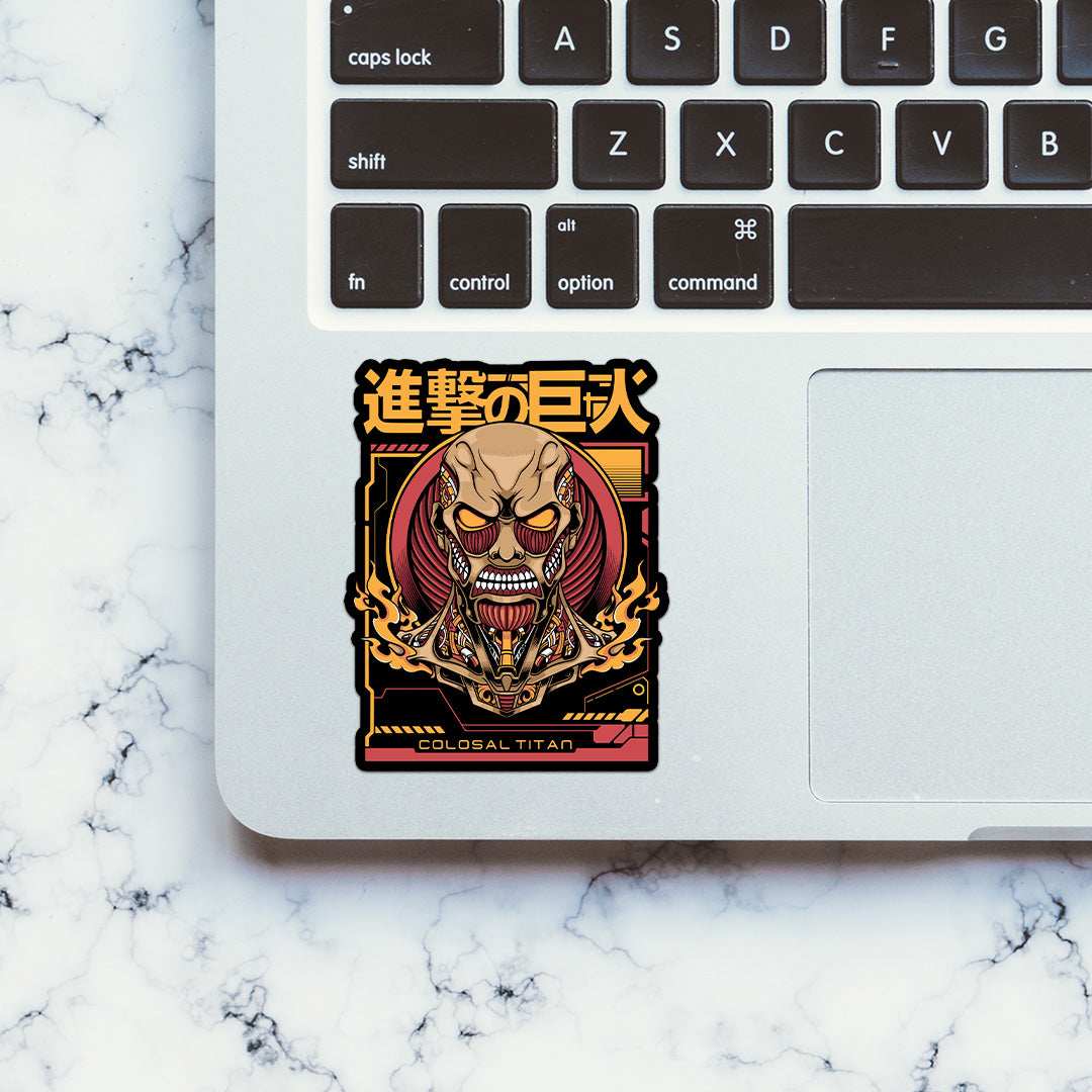 Colosal Titan Sticker waterproof vinyl decal for laptop, bike, car & bottle
