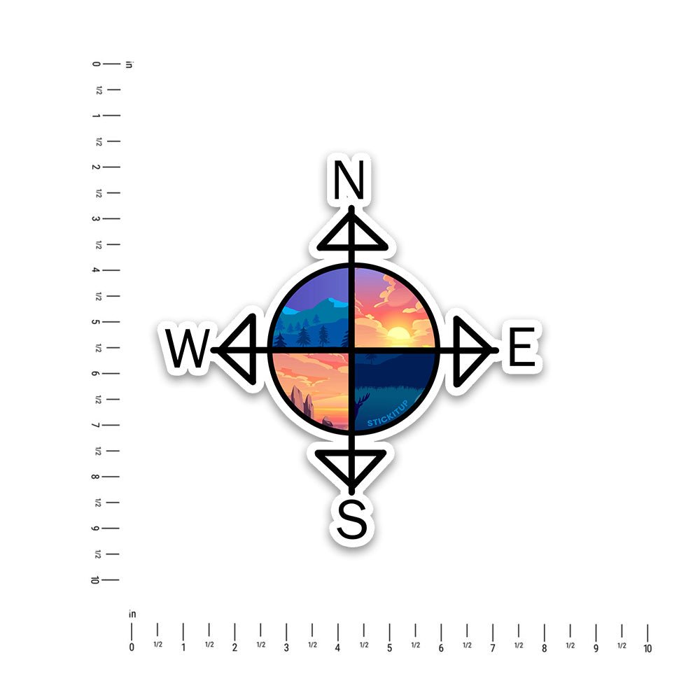 Compass Rose Bumper Sticker waterproof vinyl decal for laptop, bike, car & bottle