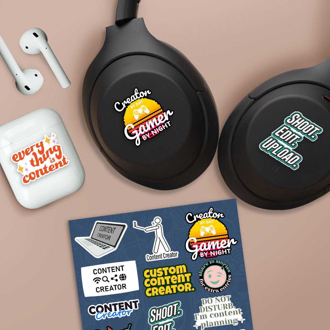 Content Creator Sticker Sheet waterproof vinyl decal for laptop, bike, car & bottle