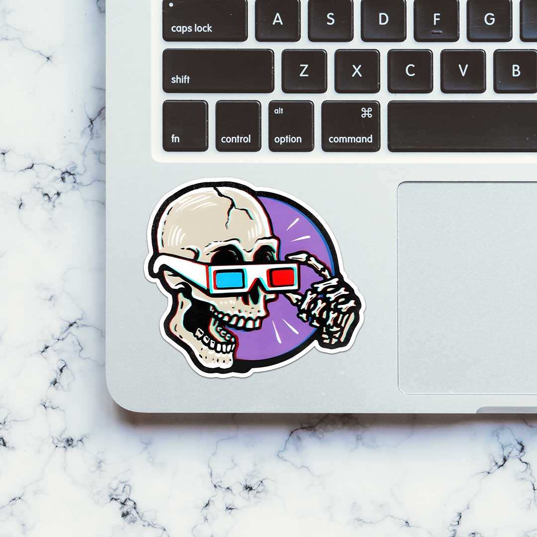 Cool Skull Sticker waterproof vinyl decal for laptop, bike, car & bottle
