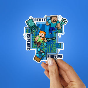CREATE EXPLORE SURVIVE 0.1 Sticker waterproof vinyl decal for laptop, bike, car & bottle