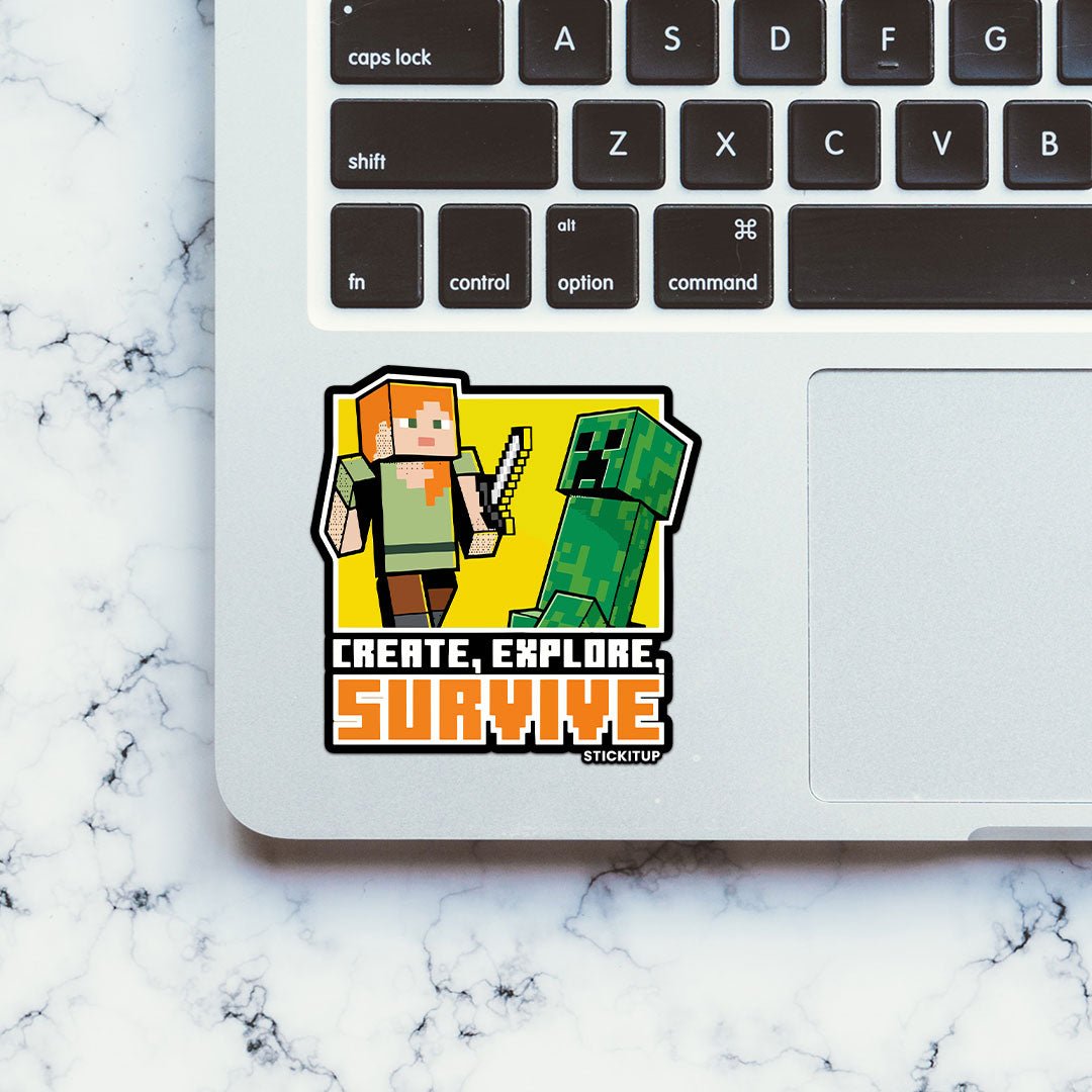 CREATE EXPLORE SURVIVE Sticker waterproof vinyl decal for laptop, bike, car & bottle